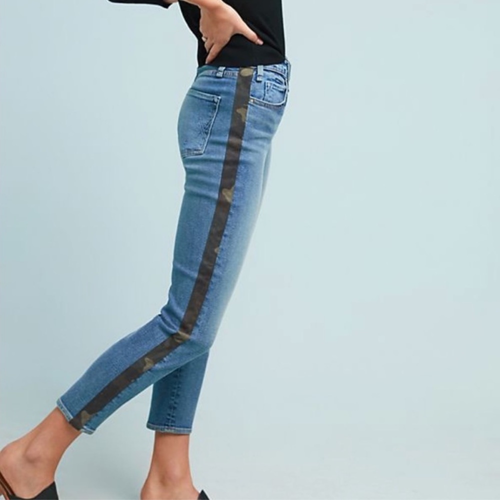 MCGUIRE DENIM Ibizia Camo Side Stripe Print High Rise Skinny Blue Jeans 26